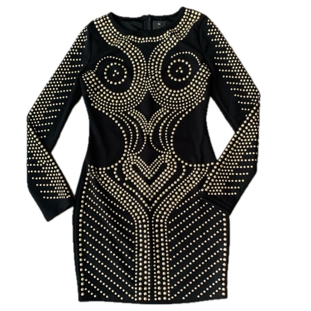 Posh By V NWT Gold Studded Bodycon Dress